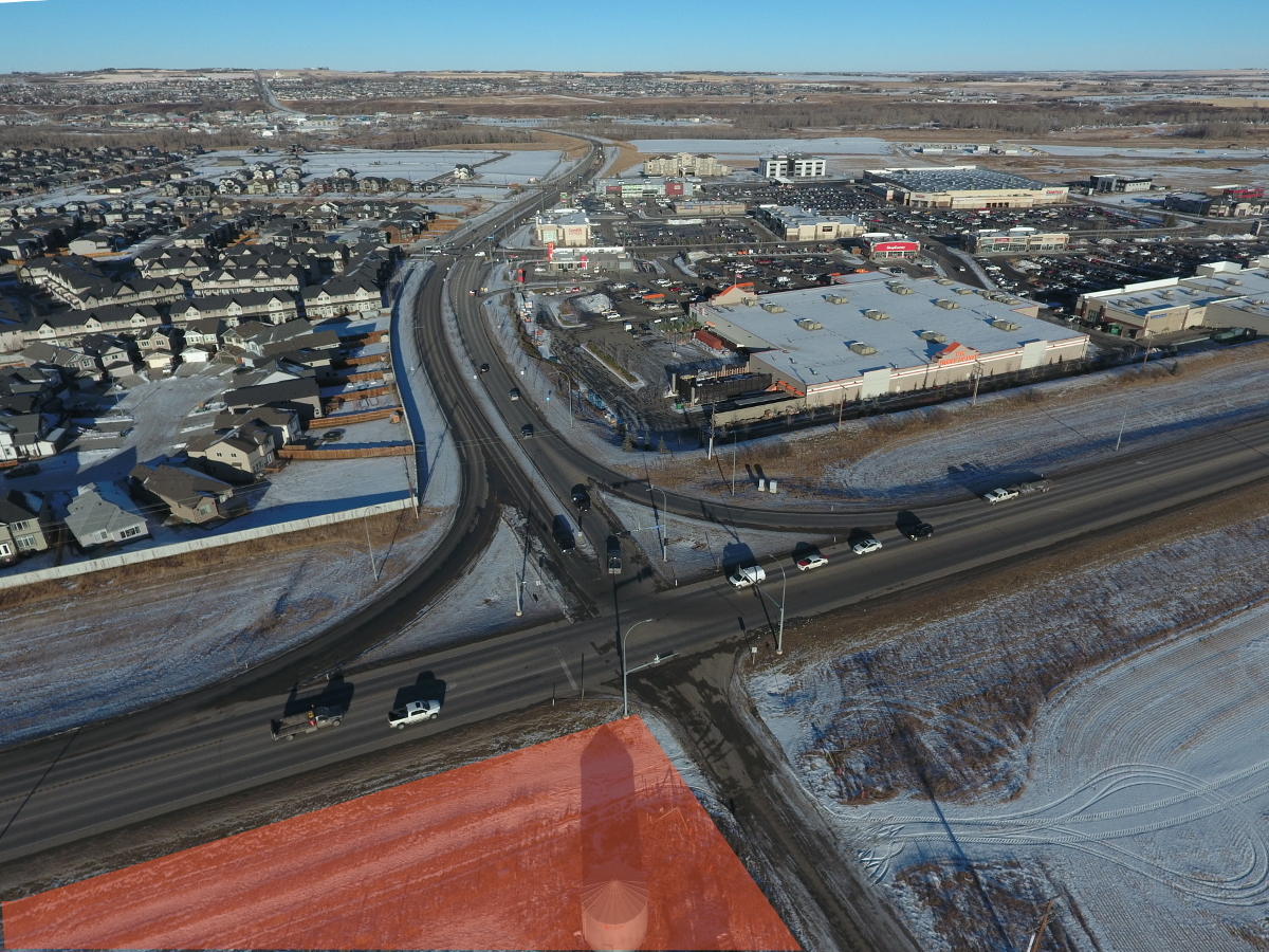 Looking northeast to big box shopping complex